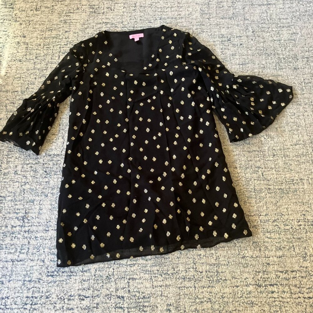 Lilly Pulitzer Black and Gold Dress, Size 0